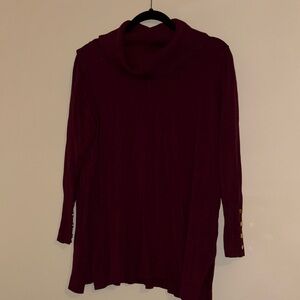 Anne Klein Deep Red Cowl Neck Sweater